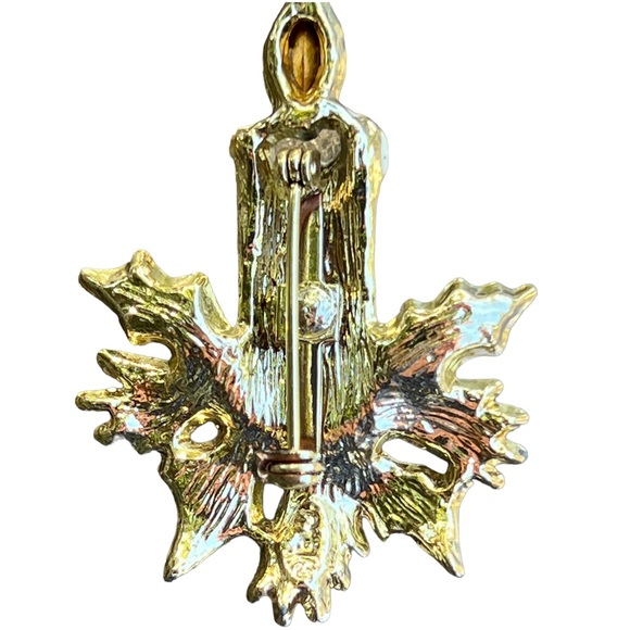 VINTAGE 1950s🎄 CHRISTMAS BROOCH Candle & branches Private Collection Never Worn - Picture 8 of 16